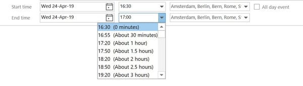 End appointments early for existing meetings in Outlook