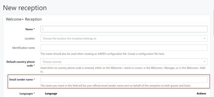 Add a reception in the AskCody Management Portal