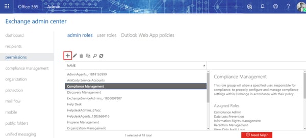 Admin roles in the Exchange Admin Center