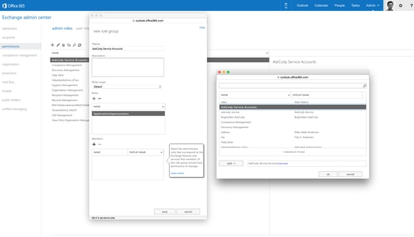 Set Application Impersonation in Microsoft Exchange