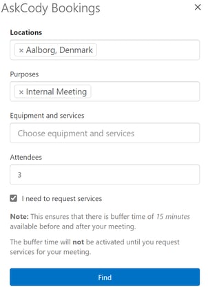 Buffer-time in AskCody Bookings Add-in