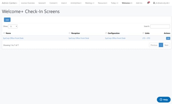 Check-in screens overview in the AskCody Visitor Management Portal