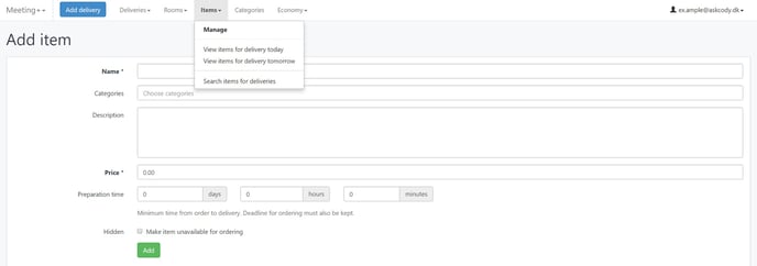 Create a new item in the AskCody Meeting Services portal