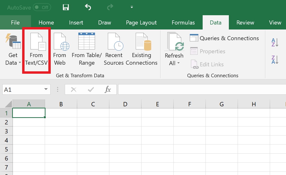 opening a csv file in excel