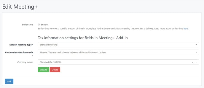 Edit Meeting Services options in the AskCody Management Portal