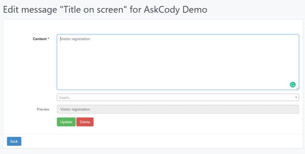 Edit messages in the AskCody check-in screens