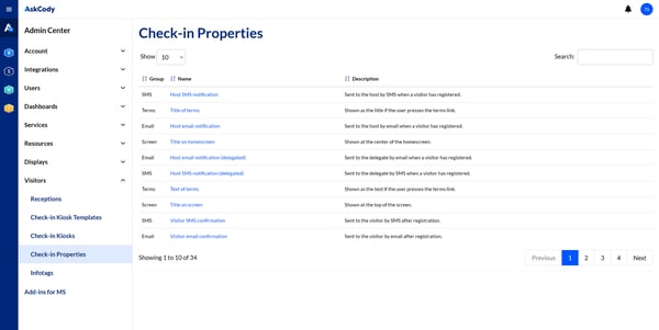 Check in properties