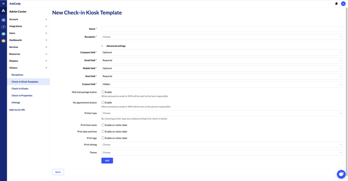 Create check-in kiosk template