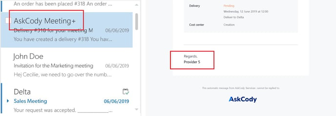 Default delivery provider e-mail sending name