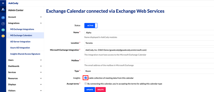 Enabling Microsoft Calendar for AskCody Insights Data Gathering