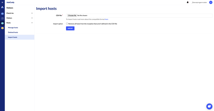 Import hosts in AskCody visitors