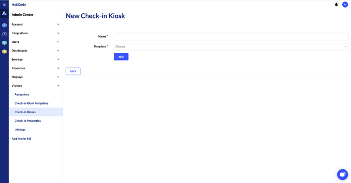 New Check-in kiosk AskCody visitors