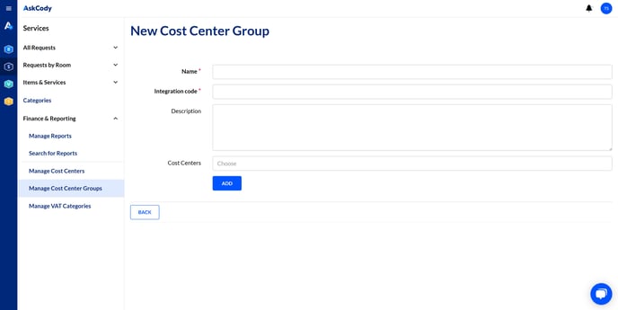 New cost center group