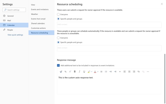 Resource Scheduling permissions within Microsoft 365
