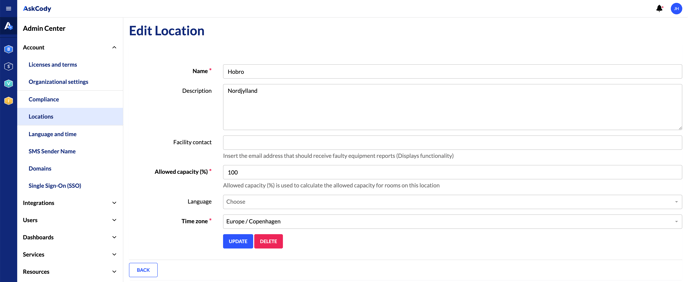 Setting a Facility Contact for broken room eqiupment in the Admin Center