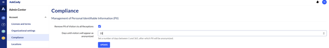 Remove PII of Visitors to all Receptions in AskCody