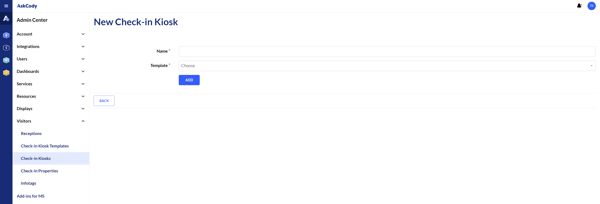 Create new Check-in kiosk in AskCody Management Portal