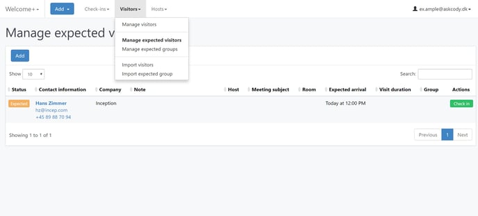 Manage Expected visitors in the Visitor Management Portal