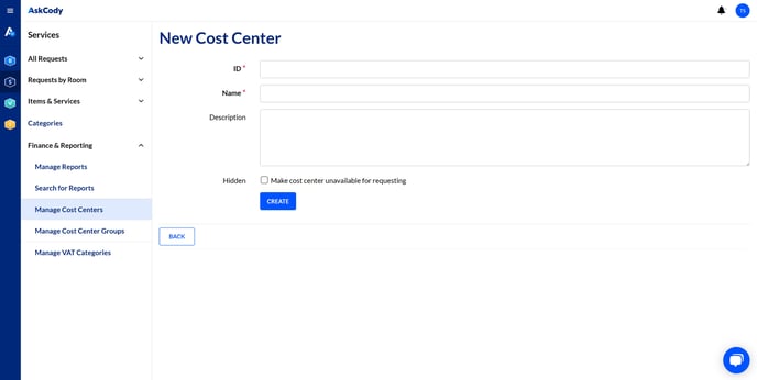 New cost center