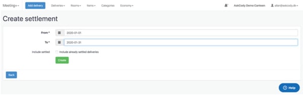 Create a settlement in the AskCody Meeting Services Portal