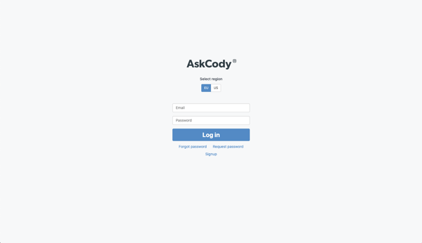 AskCody Management Portal Login Page