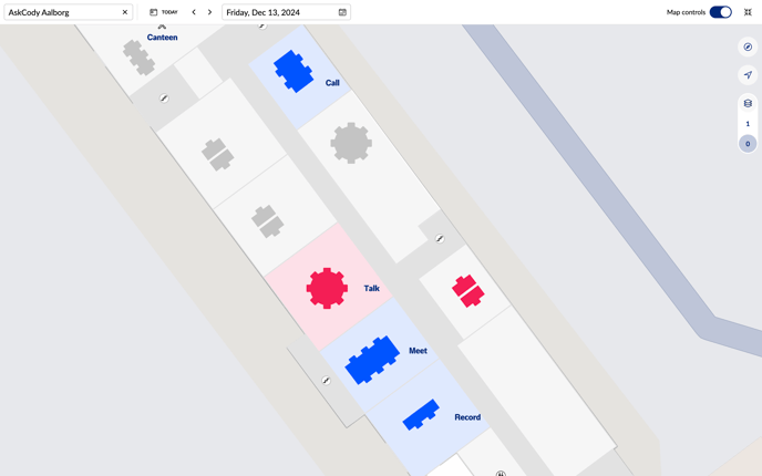 A screenshot of AskCody Maps running in Kiosk mode