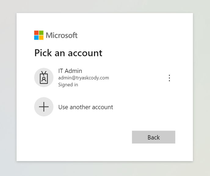 screenshot of login page of Microsoft 365