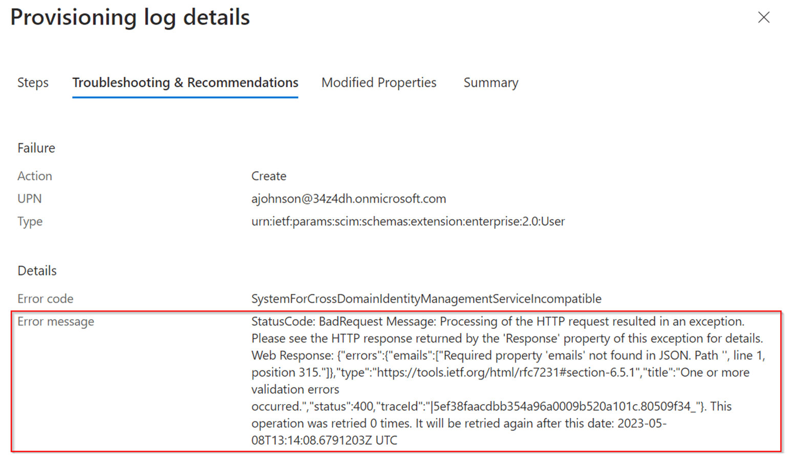 Troubleshooting the User Synchronization with Entra ID