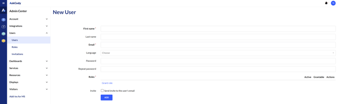 How to add new user in AskCody Management Portal